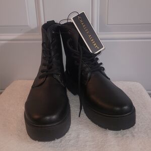 Women's Black Lug Combat Boots